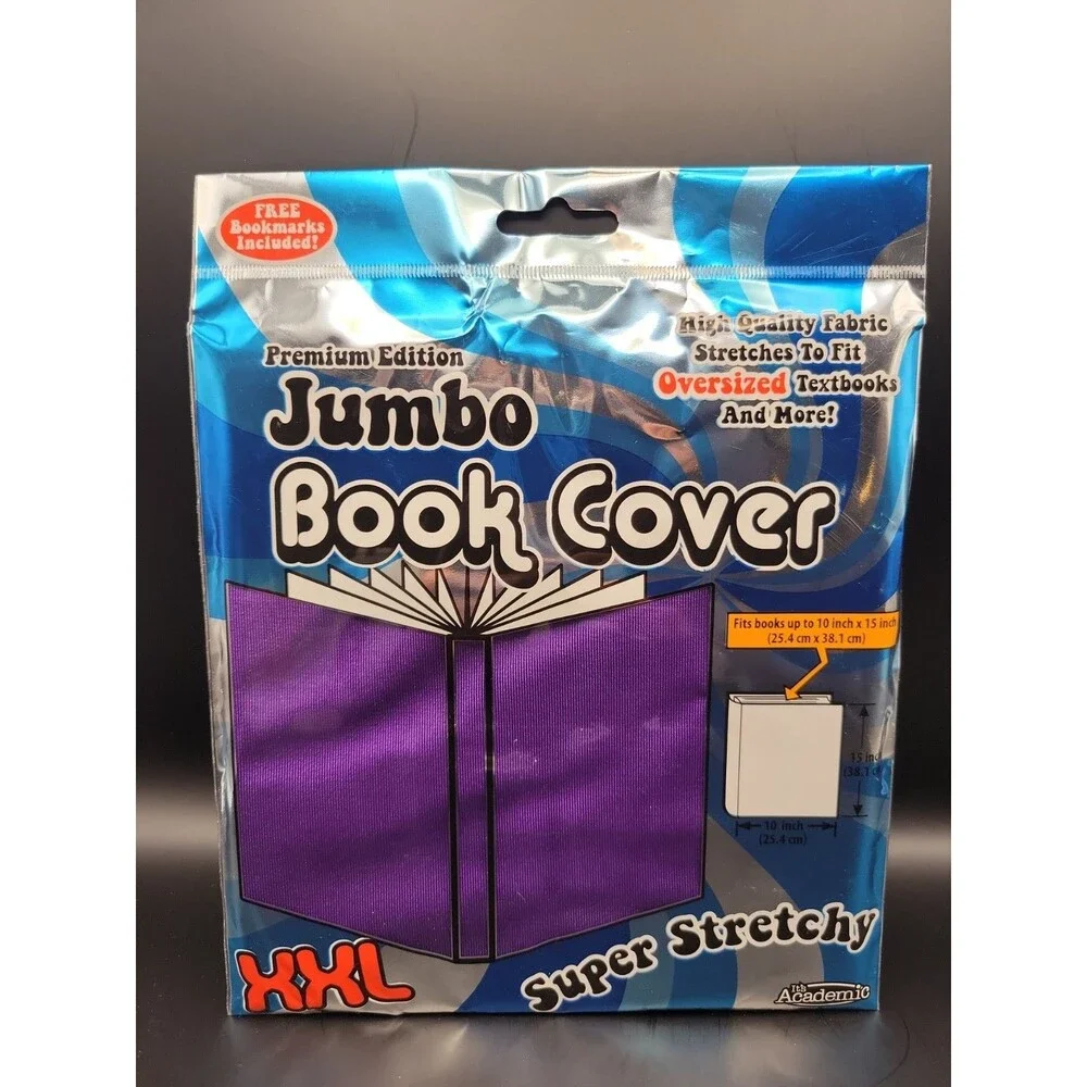 Jumbo Stretchable Book Cover Black  XXL Fits Books up to 10 X 15 High Quality